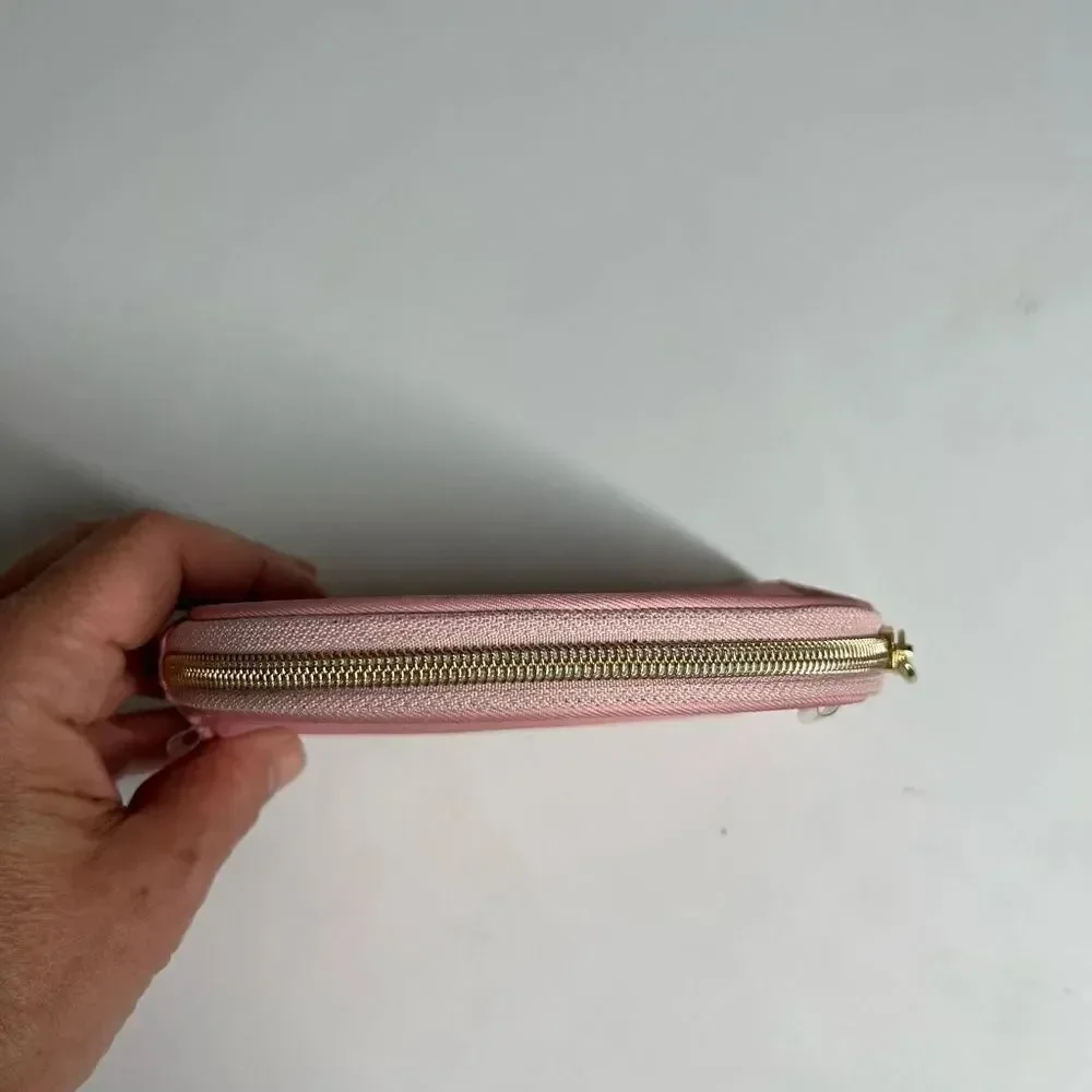 Juicy Couture Cosmetic Make Up Bag Pink Gold Zip Spellout Logo Preowned